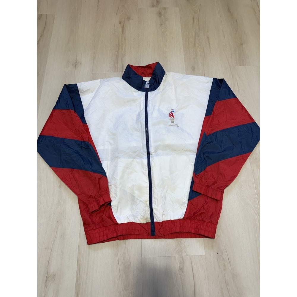 Vtg 1996 Atlanta Olympics America Striped USA Mens Large Windbreaker Lightweight